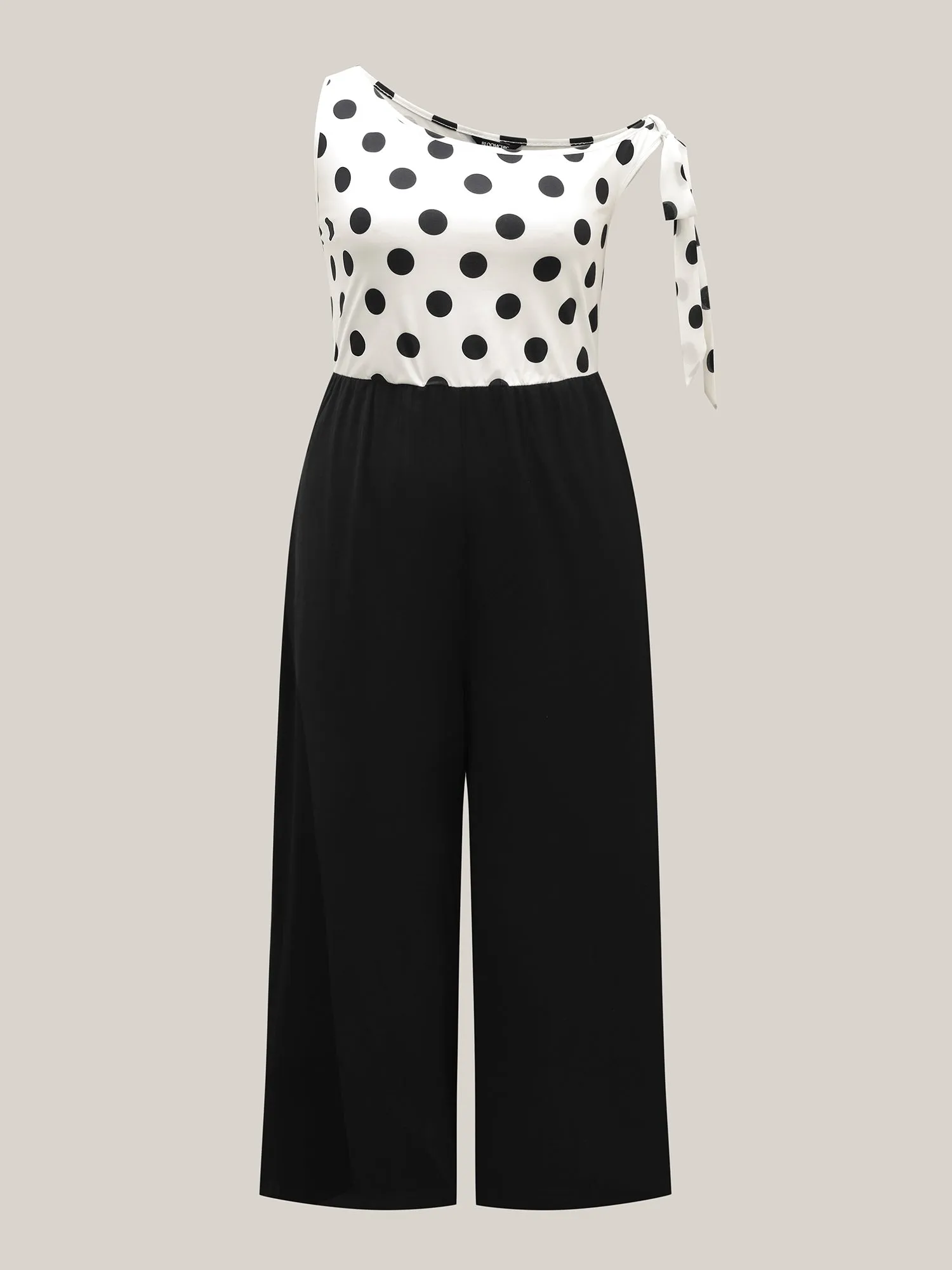 Polka Dots One-Shoulder Tied Jumpsuit sold by Bloomchic product image thumbnail 5