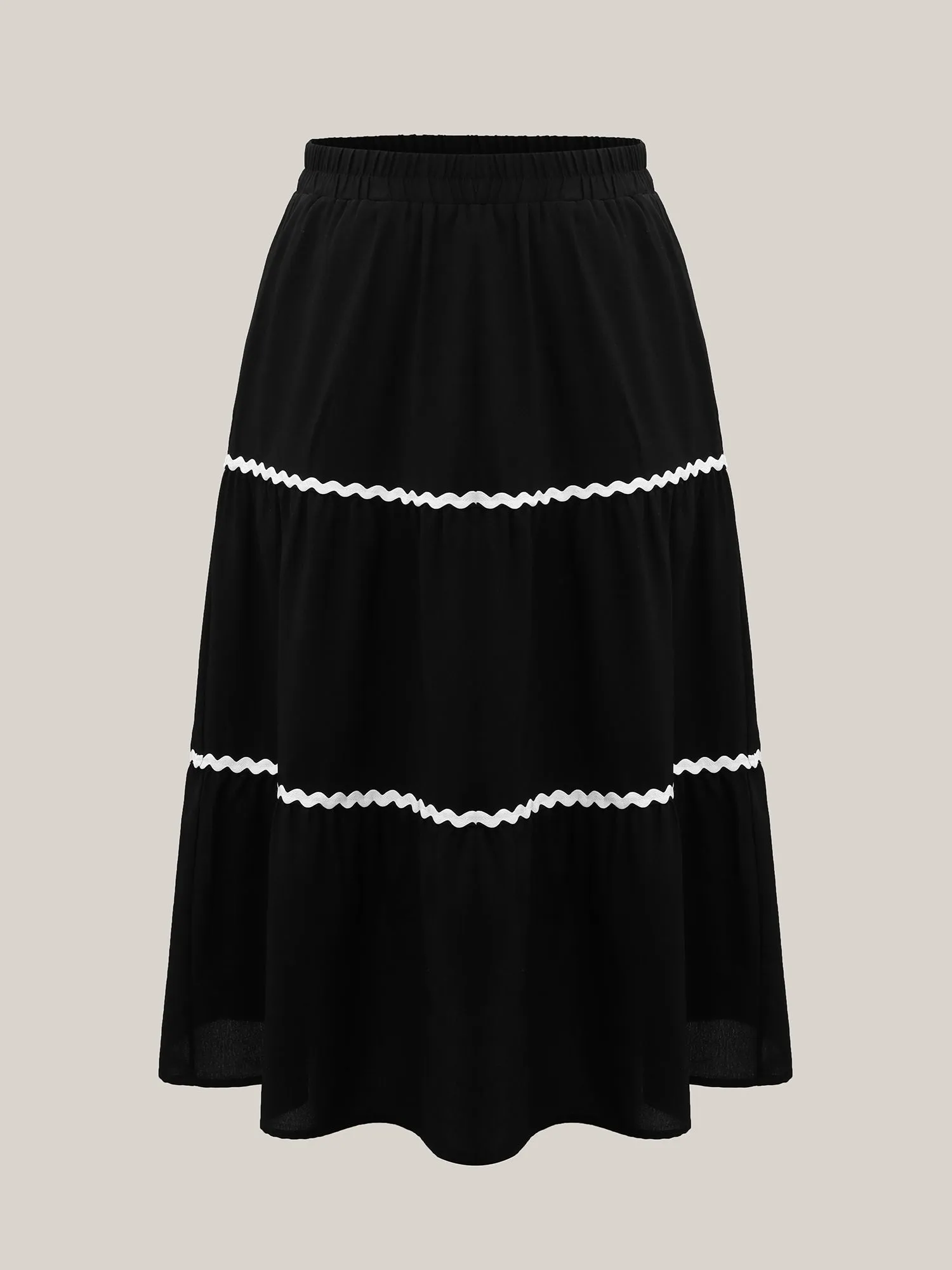 Wavy Lace Trim Tiered Maxi Skirt sold by Bloomchic product image thumbnail 5