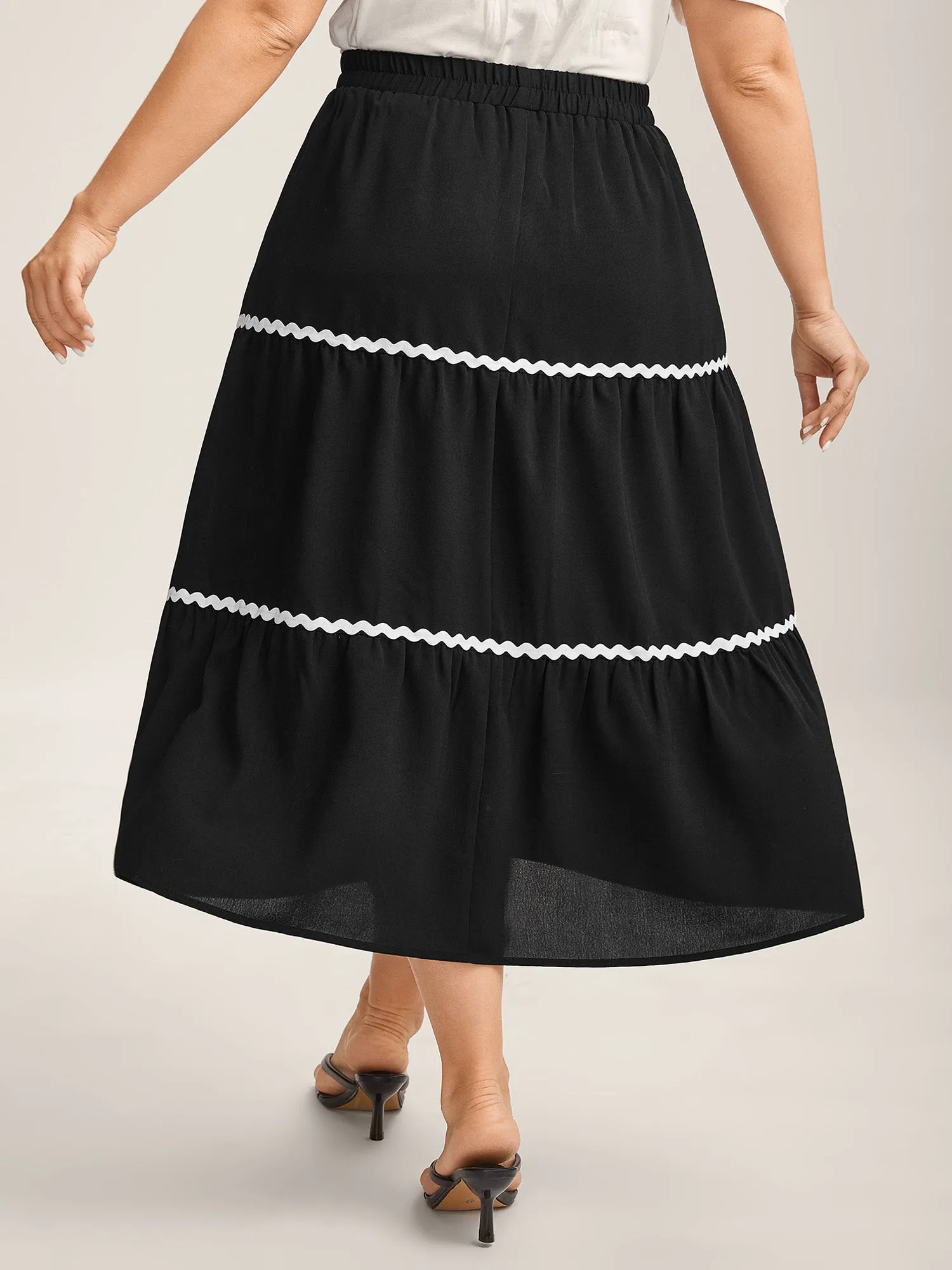 Wavy Lace Trim Tiered Maxi Skirt sold by Bloomchic product image thumbnail 3