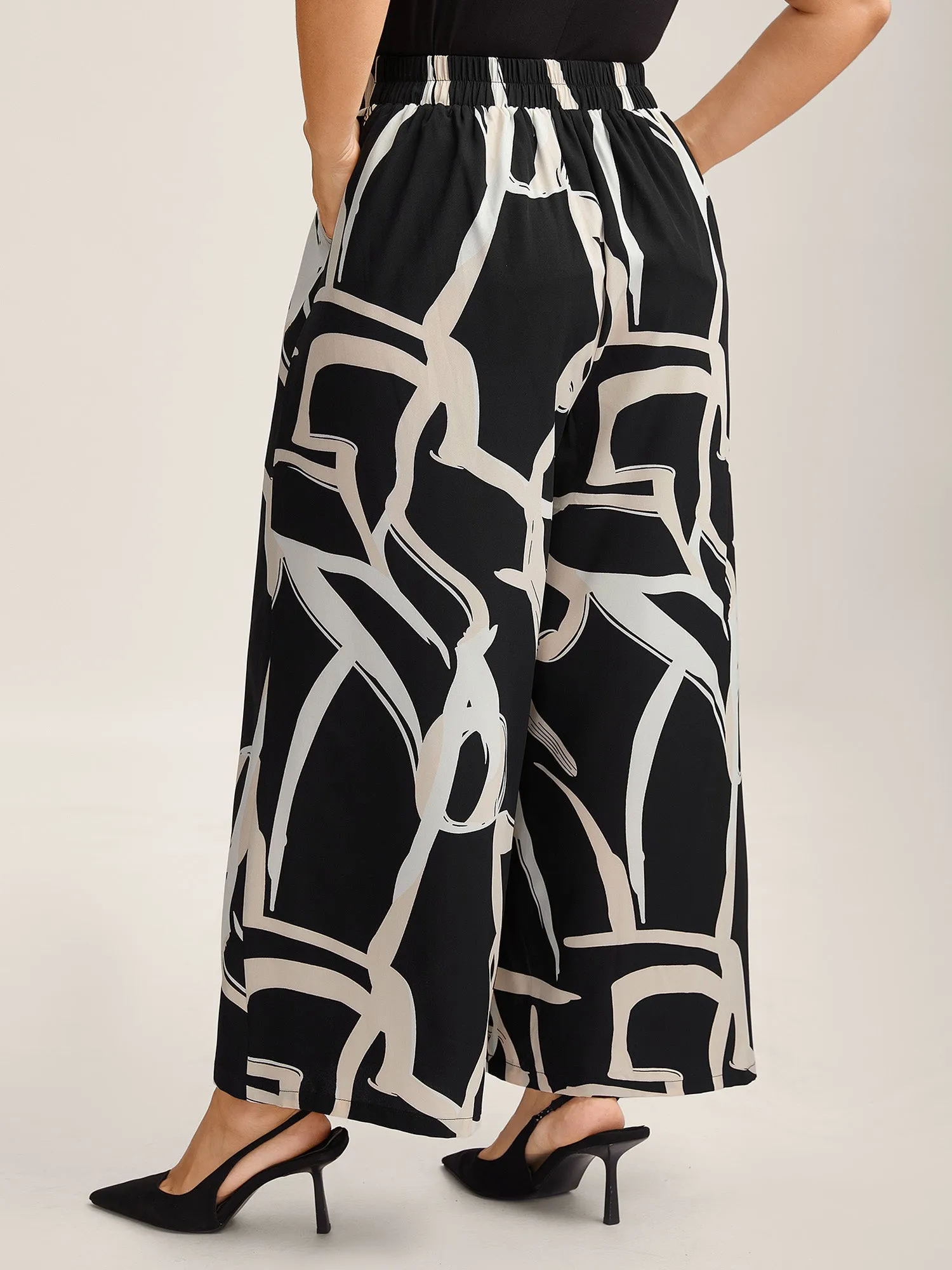 Abstract Pattern Wide-Leg Pockets Pants sold by Bloomchic product image thumbnail 4