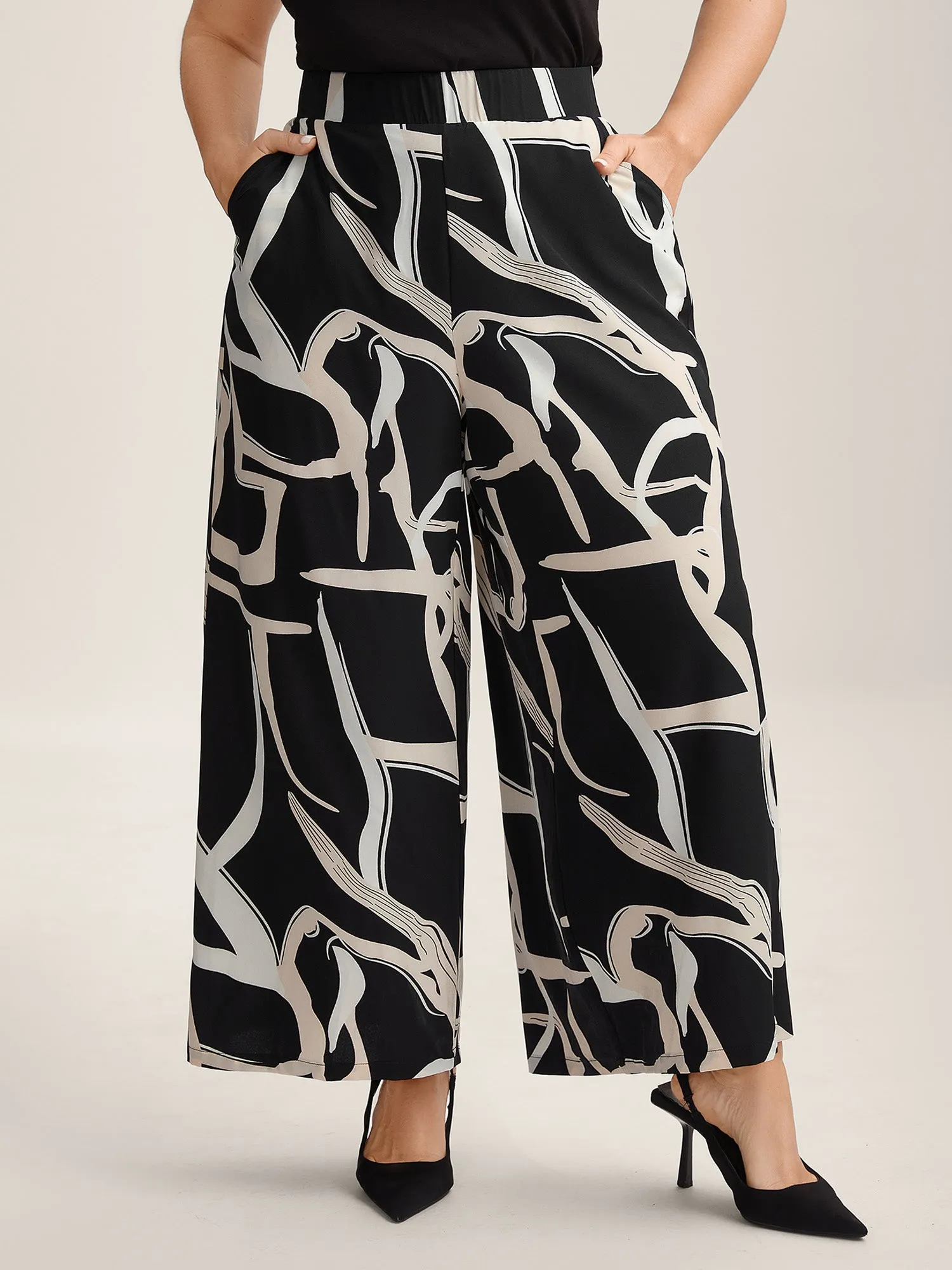 Abstract Pattern Wide-Leg Pockets Pants sold by Bloomchic product image thumbnail 2
