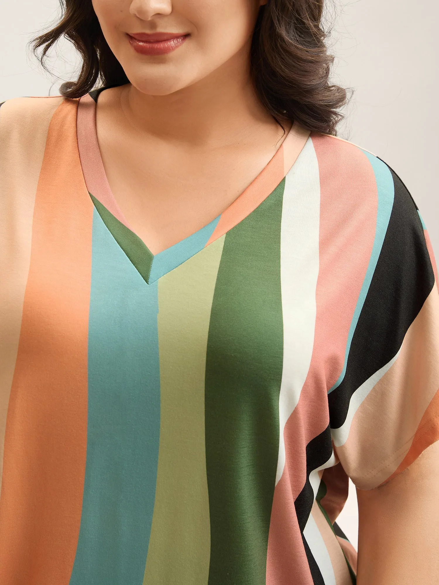 Stretchy Colorful Irregular Stripes T-Shirt sold by Bloomchic product image thumbnail 2