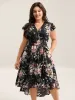 Midnight Blooms Wrap A-Line Midi Dress sold by Bloomchic