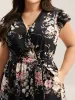 Midnight Blooms Wrap A-Line Midi Dress sold by Bloomchic