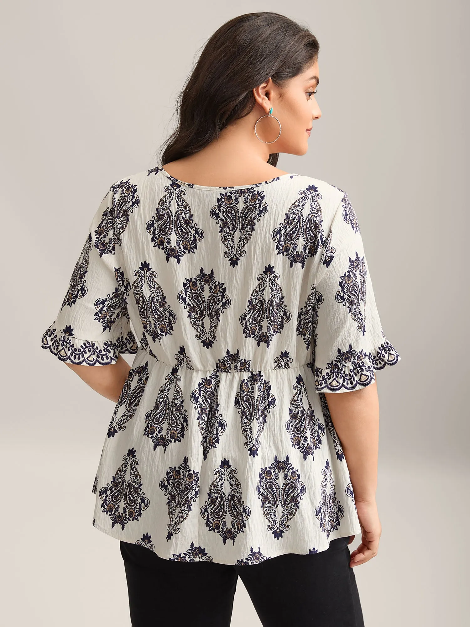 Paisley Print Lotus Leaf Cuffs Blouse sold by Bloomchic product image thumbnail 4