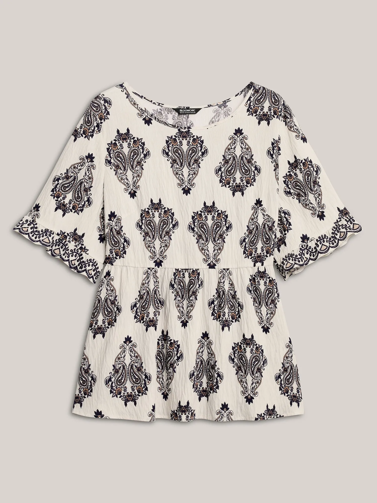 Paisley Print Lotus Leaf Cuffs Blouse sold by Bloomchic product image thumbnail 5