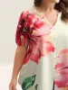 Floral Paradise Notched Collar Button Blouse sold by Bloomchic