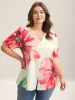 Floral Paradise Notched Collar Button Blouse sold by Bloomchic