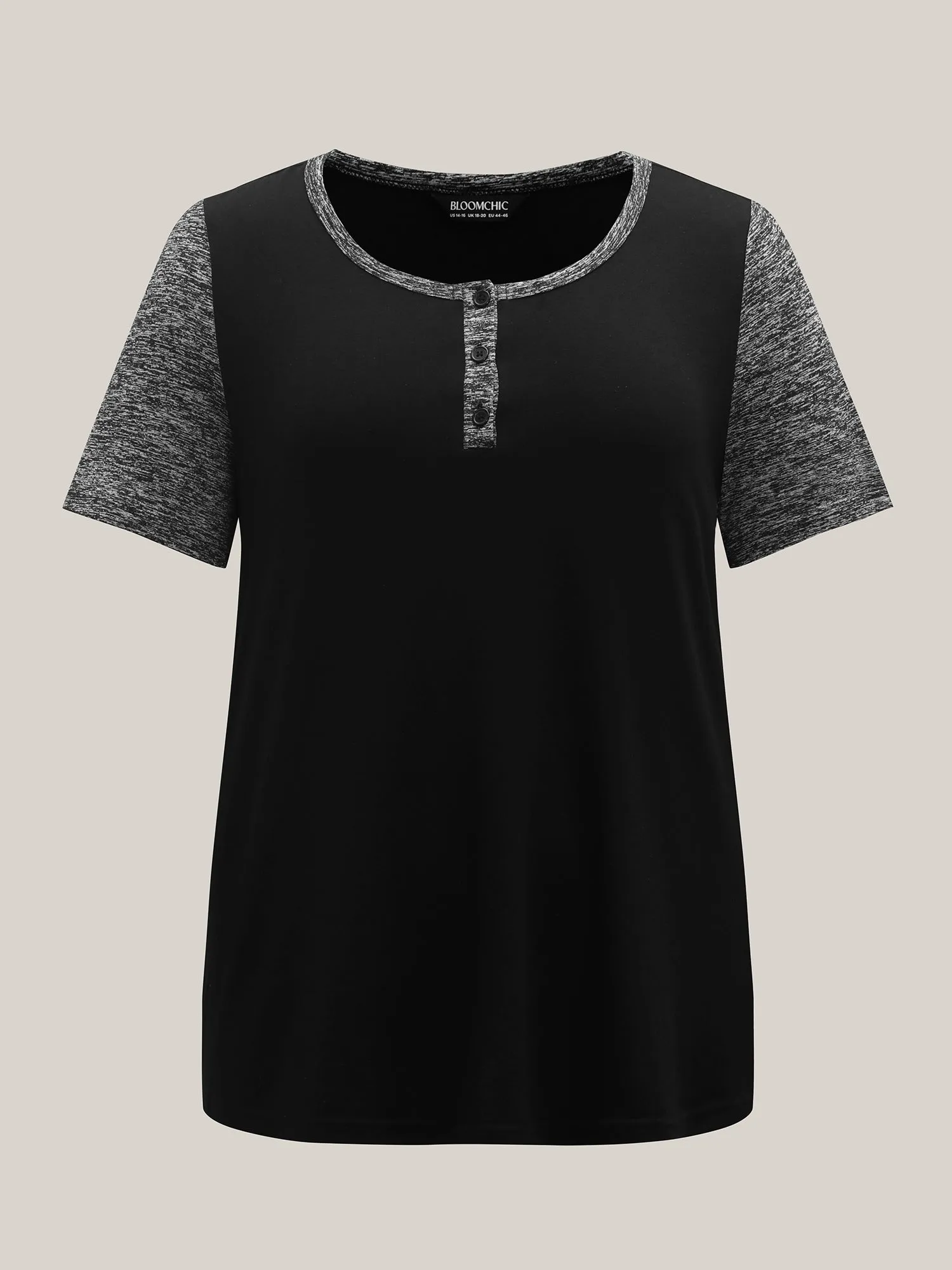 Color Contrast Button Detail T-Shirt sold by Bloomchic product image thumbnail 5