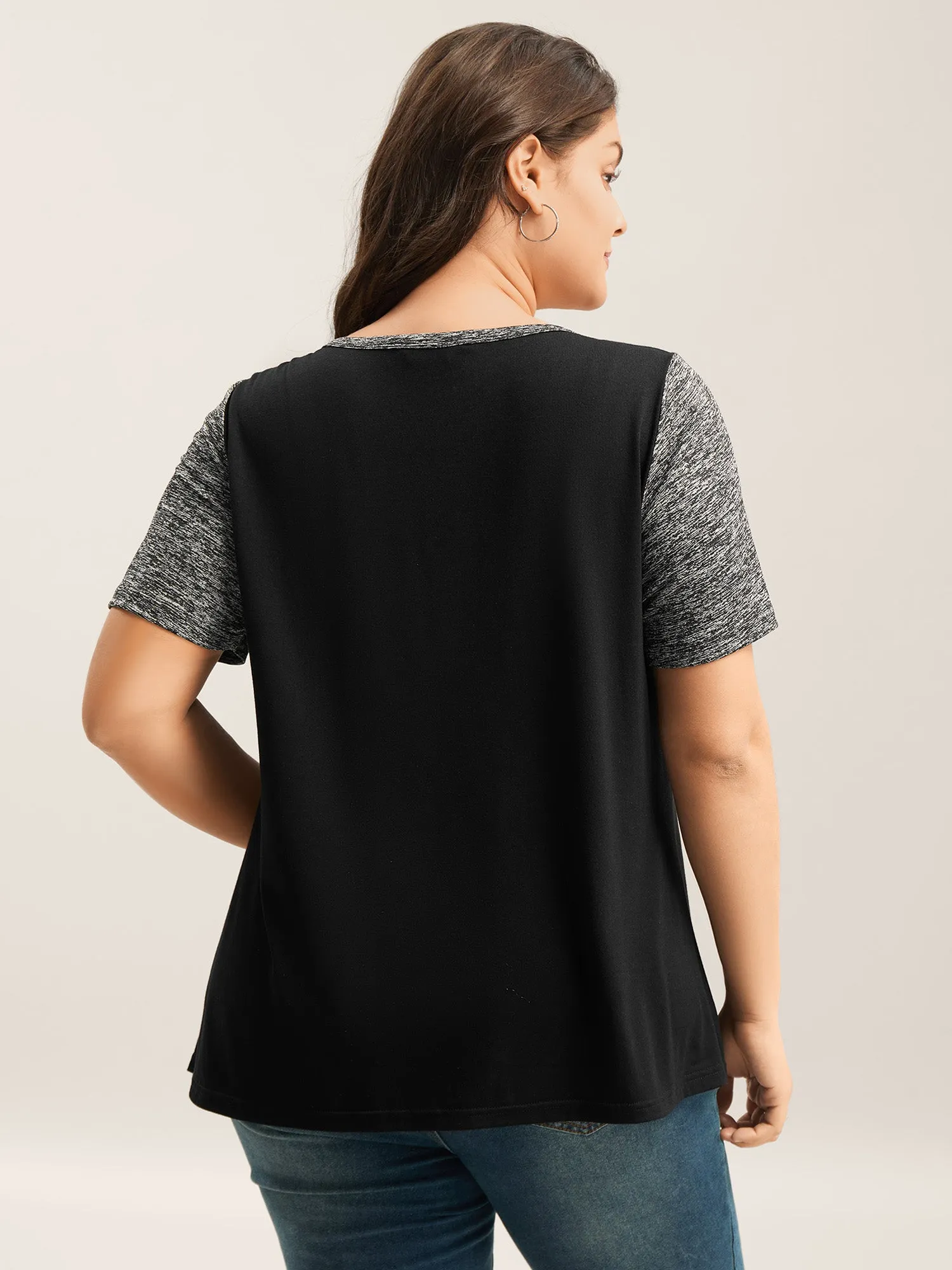 Color Contrast Button Detail T-Shirt sold by Bloomchic product image thumbnail 4