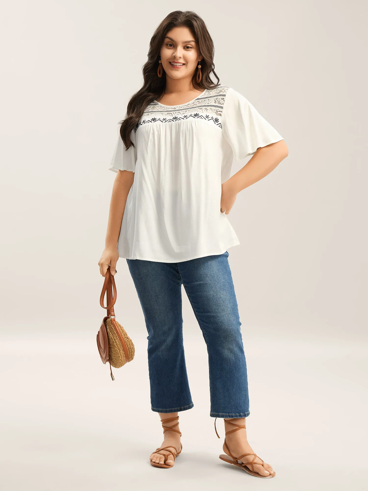 Stretchy Boho Neck Cut-Out Blouse sold by Bloomchic product image thumbnail 4