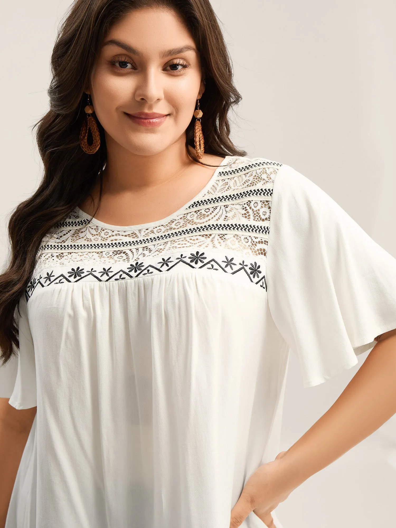 Stretchy Boho Neck Cut-Out Blouse sold by Bloomchic product image thumbnail 2