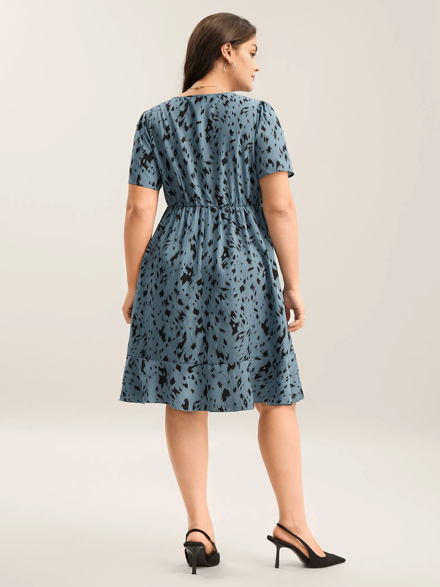 Leopard Print Faux Wrap Ruffled Midi Dress sold by Bloomchic product image thumbnail 5