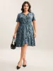 Leopard Print Faux Wrap Ruffled Midi Dress sold by Bloomchic