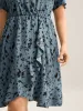 Leopard Print Faux Wrap Ruffled Midi Dress sold by Bloomchic