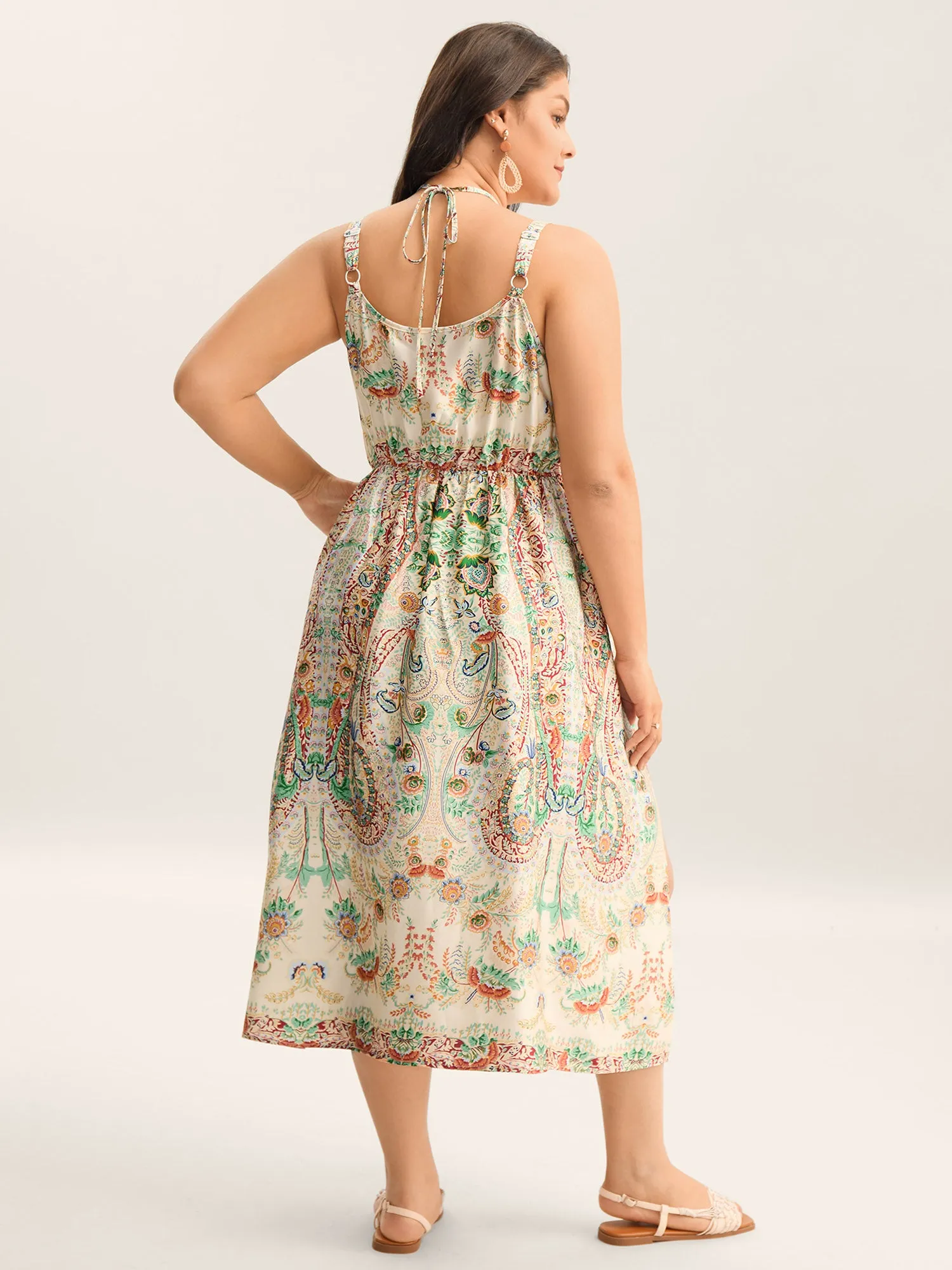 Paisley Print Halter Neck A-Line Midi Dress sold by Bloomchic product image thumbnail 4