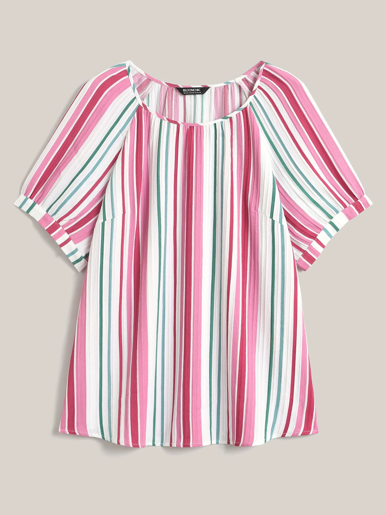 Stripe Print Round Neck Blouse sold by Bloomchic product image thumbnail 5