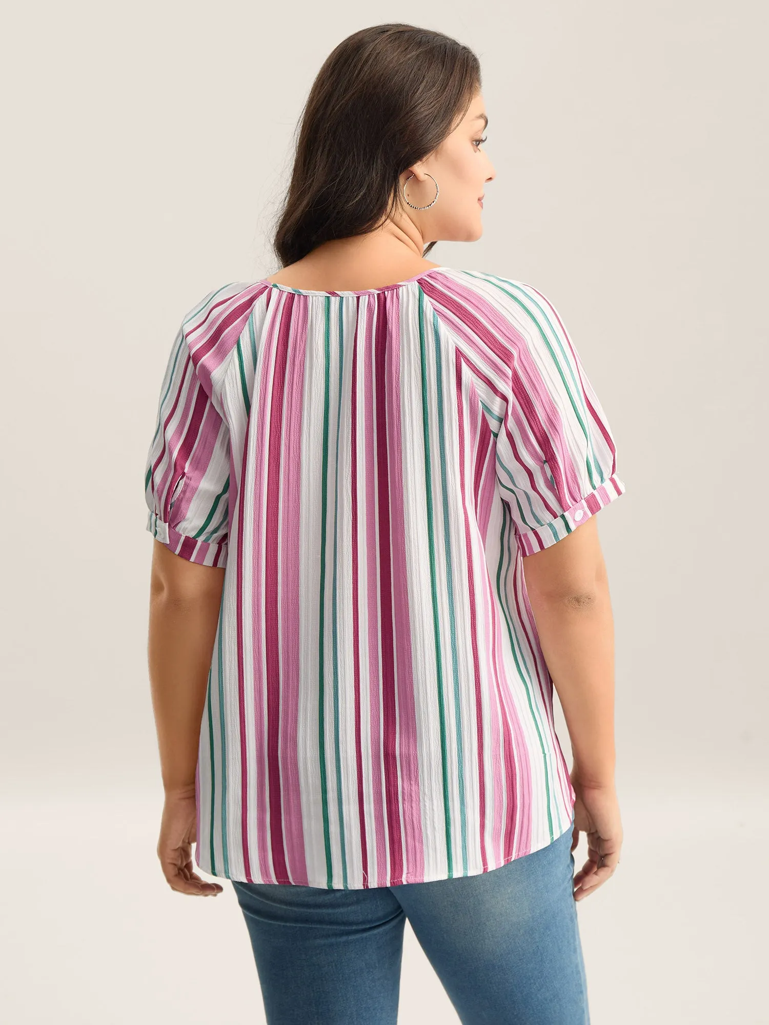 Stripe Print Round Neck Blouse sold by Bloomchic product image thumbnail 4