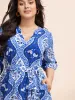 Boho Print Notched Collar Belted Gathered Dress sold by Bloomchic