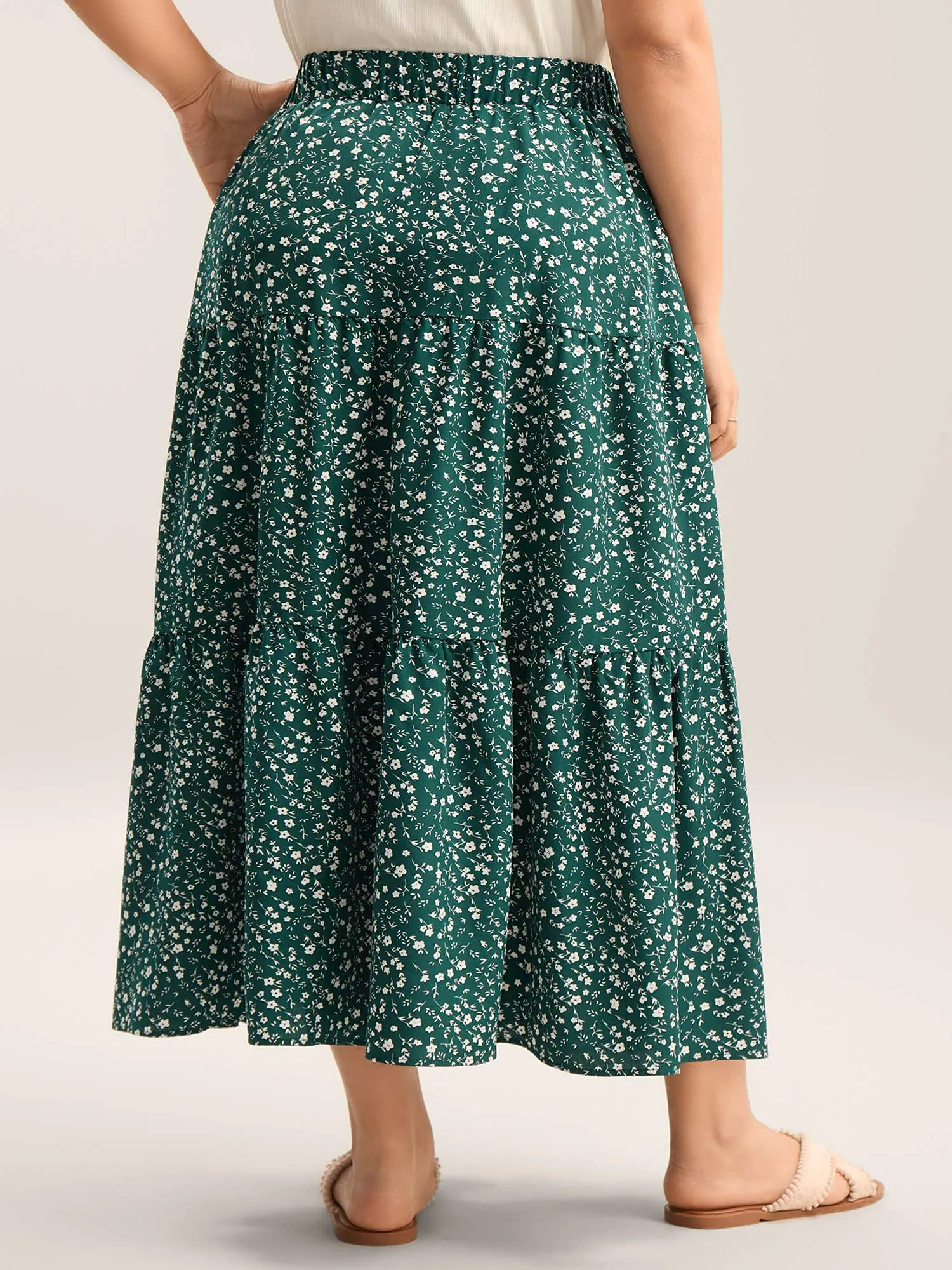 Ditsy Floral Print Tiered Tied Maxi Skirt sold by Bloomchic product image thumbnail 2
