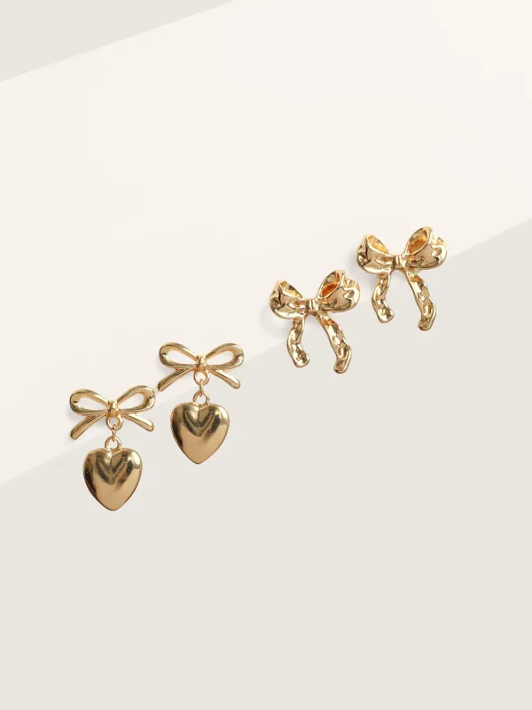 Blushing Bows and Hearts Stud Earrings sold by Bloomchic