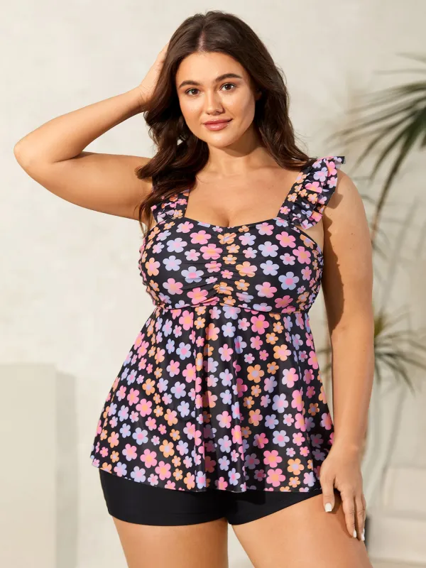Sweet Floral Print Wide Strap Swim Top sold by Bloomchic