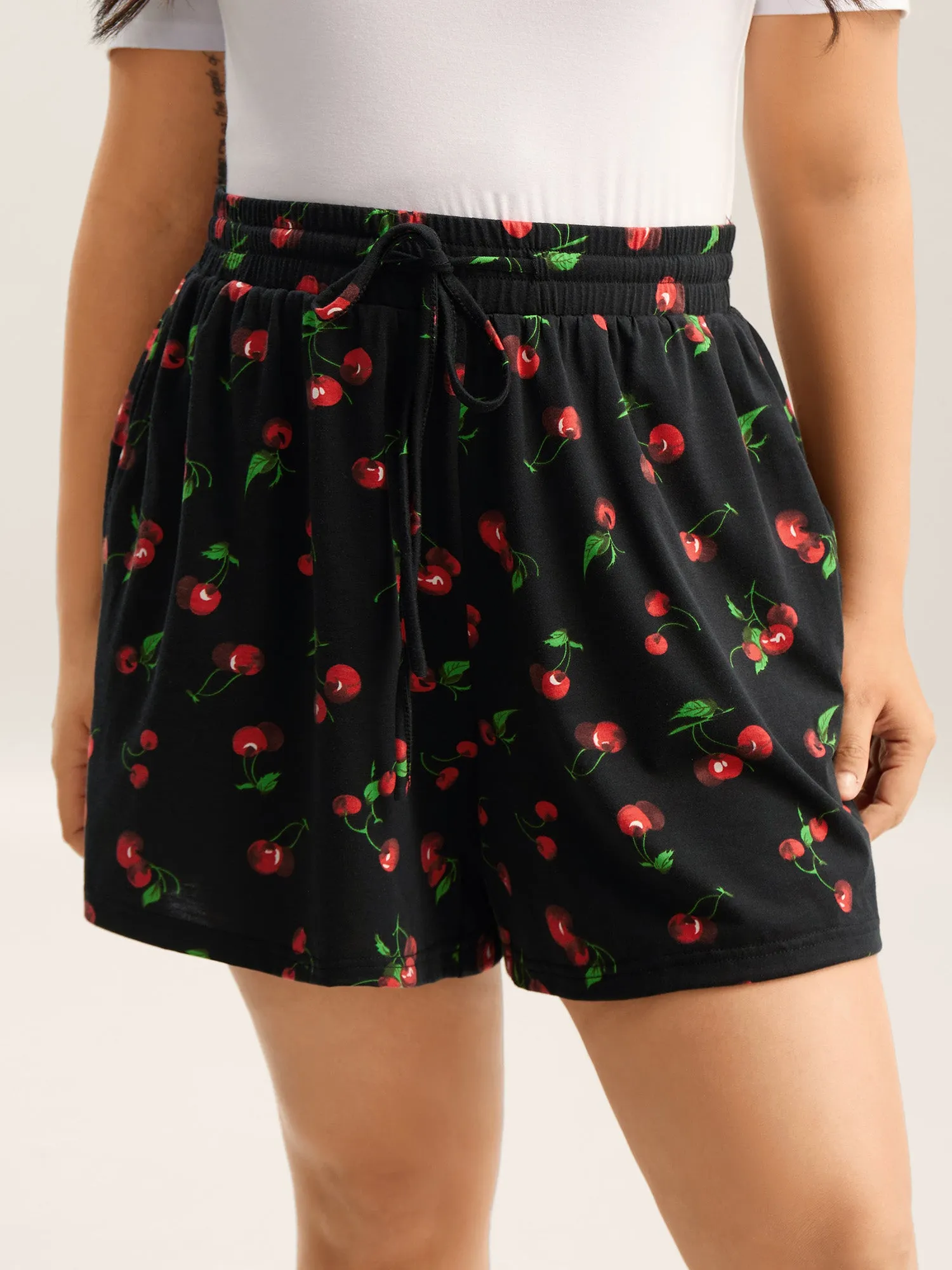 Cherry On Top Wide-Leg Lounge Shorts sold by Bloomchic