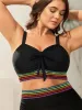 Colorful Webbed Knotted Front Swim Top sold by Bloomchic