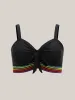 Colorful Webbed Knotted Front Swim Top sold by Bloomchic