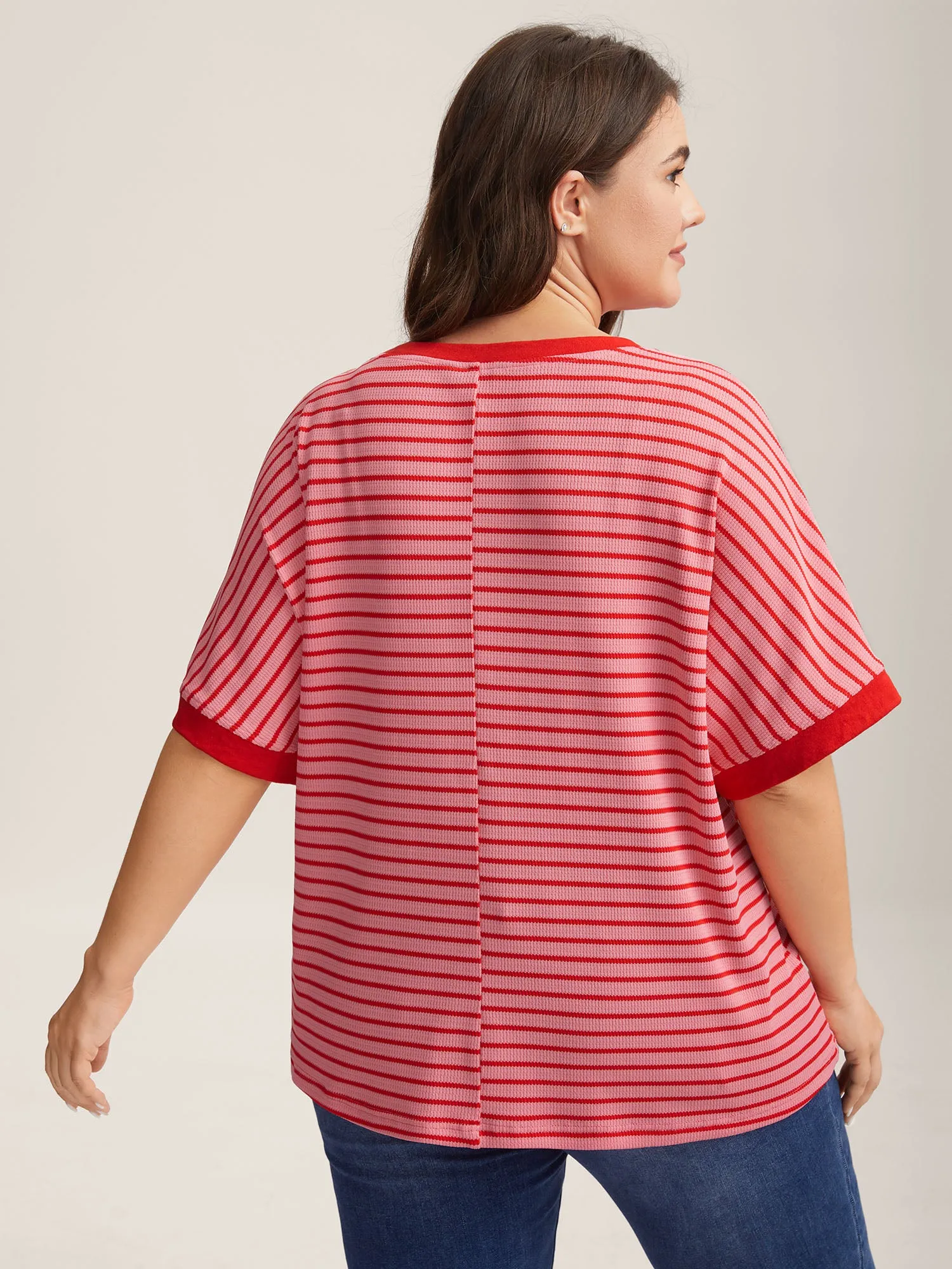 Romantic Stripes Contrast T-Shirt sold by Bloomchic product image thumbnail 4