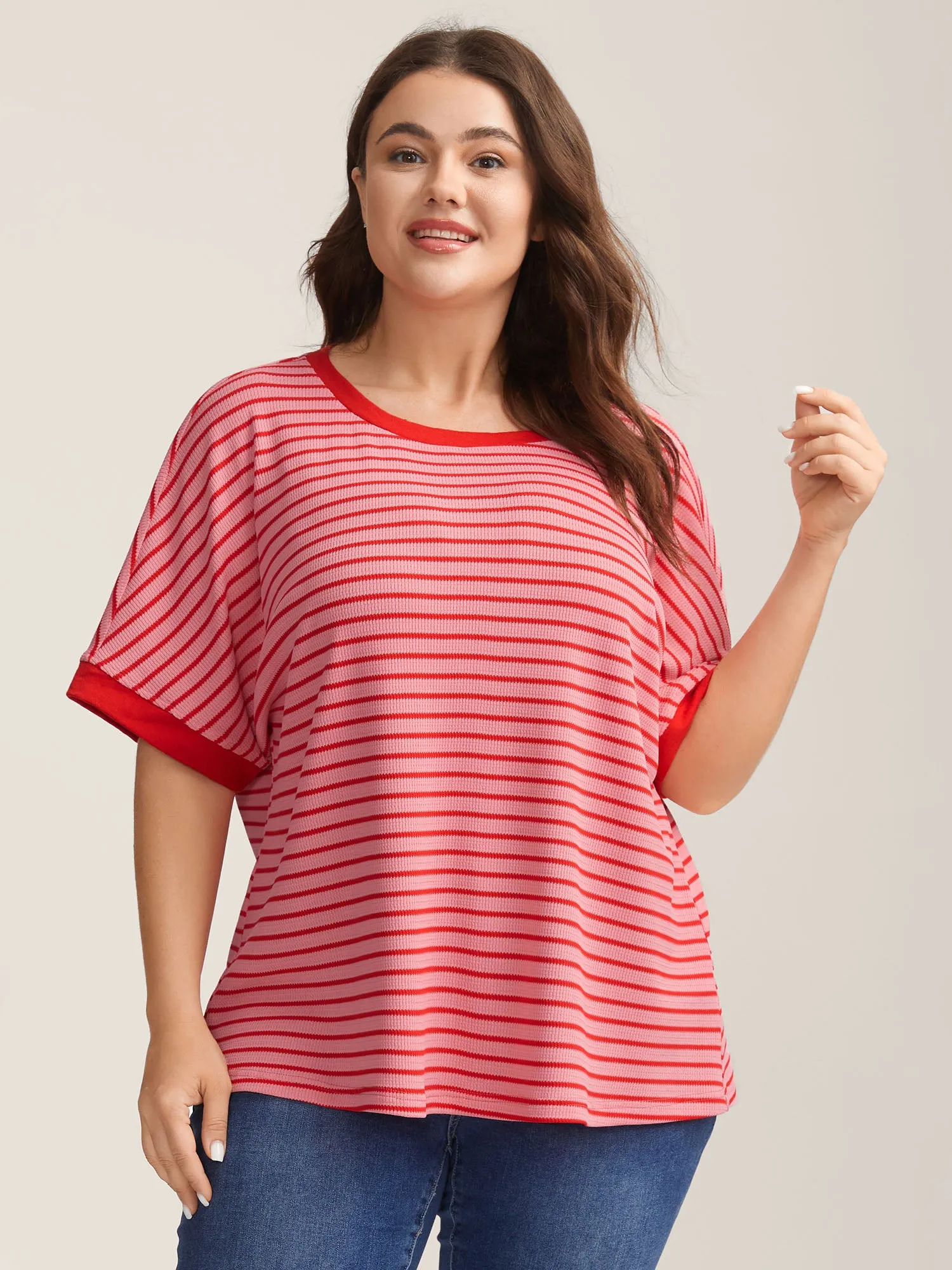 Romantic Stripes Contrast T-Shirt sold by Bloomchic
