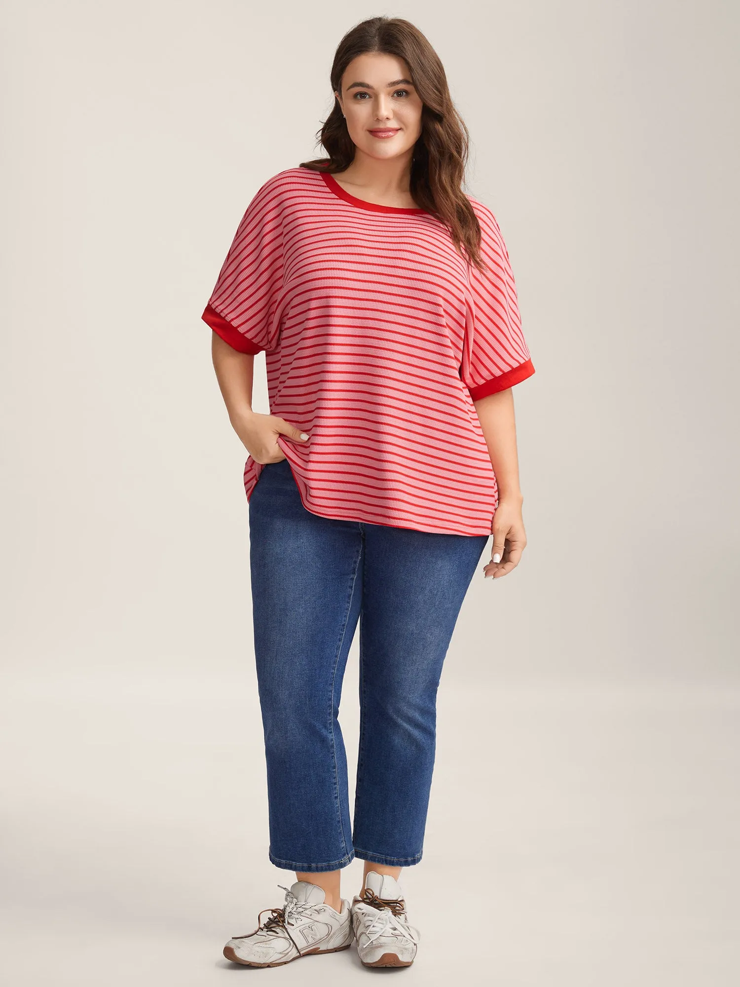 Romantic Stripes Contrast T-Shirt sold by Bloomchic product image thumbnail 3