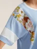 Floral Panel Color Contrast T-Shirt sold by Bloomchic