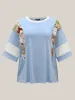Floral Panel Color Contrast T-Shirt sold by Bloomchic