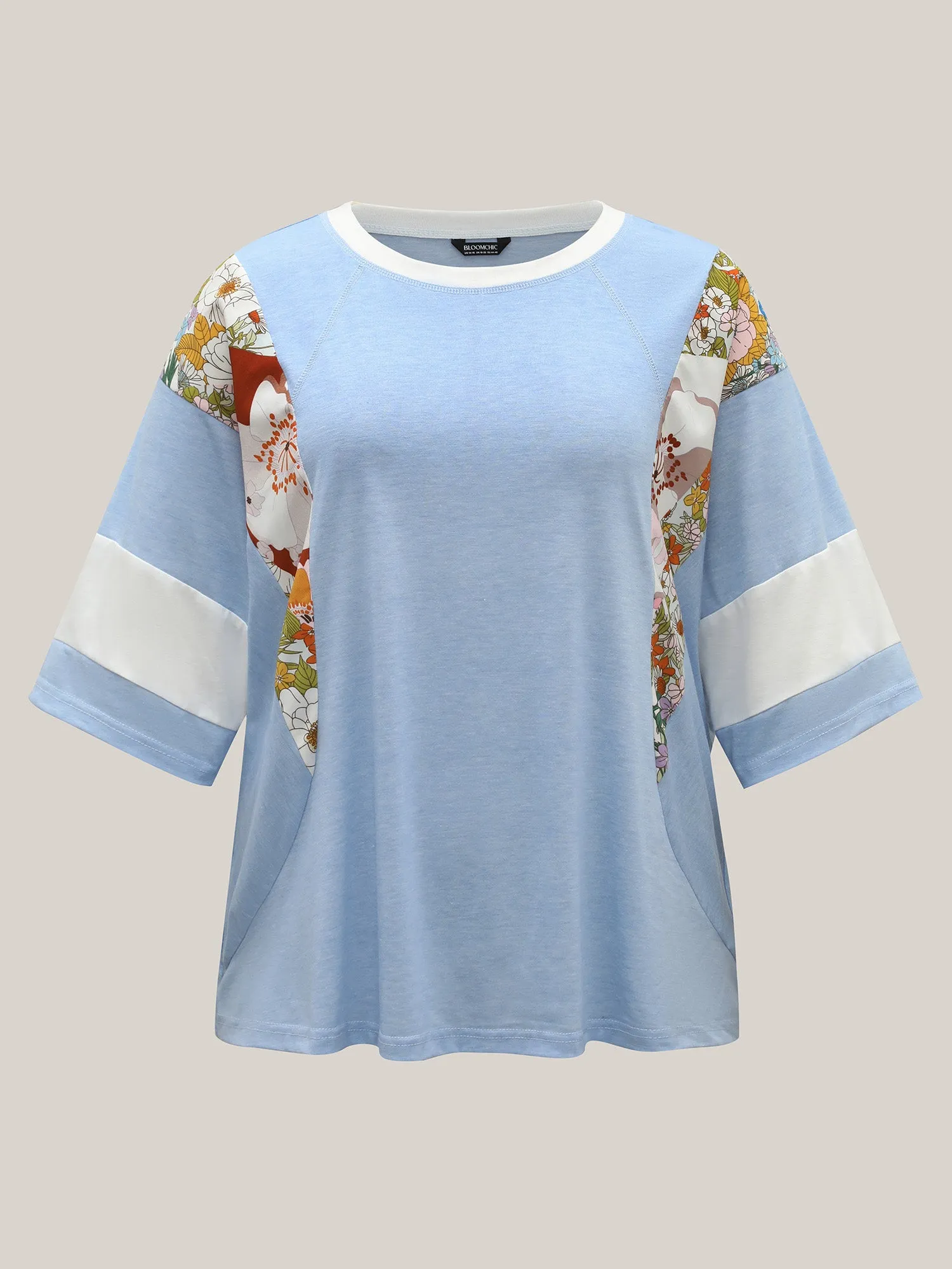 Floral Panel Color Contrast T-Shirt sold by Bloomchic product image thumbnail 5