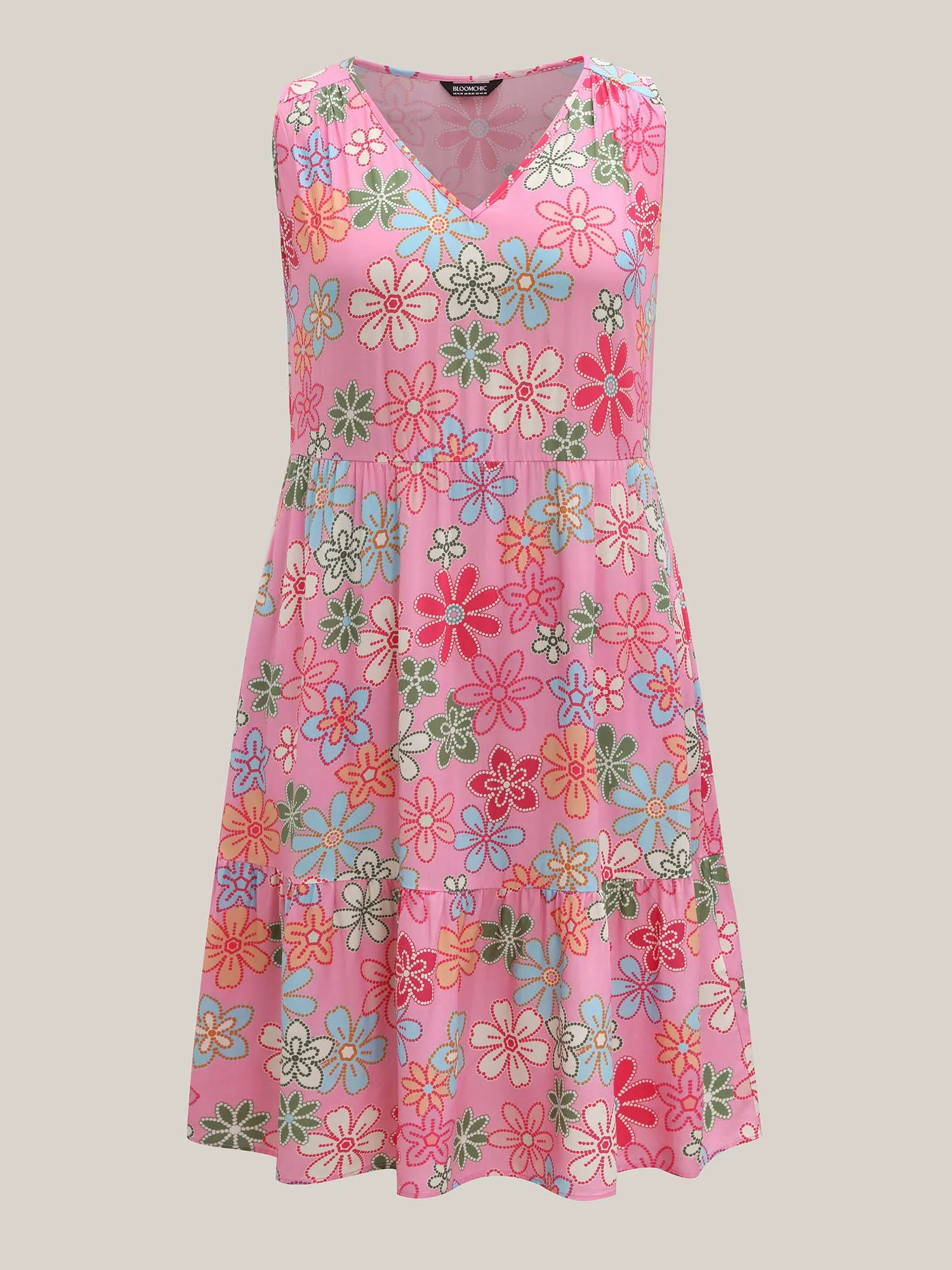 Rayon Floral Print Stretchy Waist Midi Dress sold by Bloomchic product image thumbnail 5