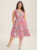Rayon Floral Print Stretchy Waist Midi Dress sold by Bloomchic