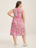 Rayon Floral Print Stretchy Waist Midi Dress sold by Bloomchic