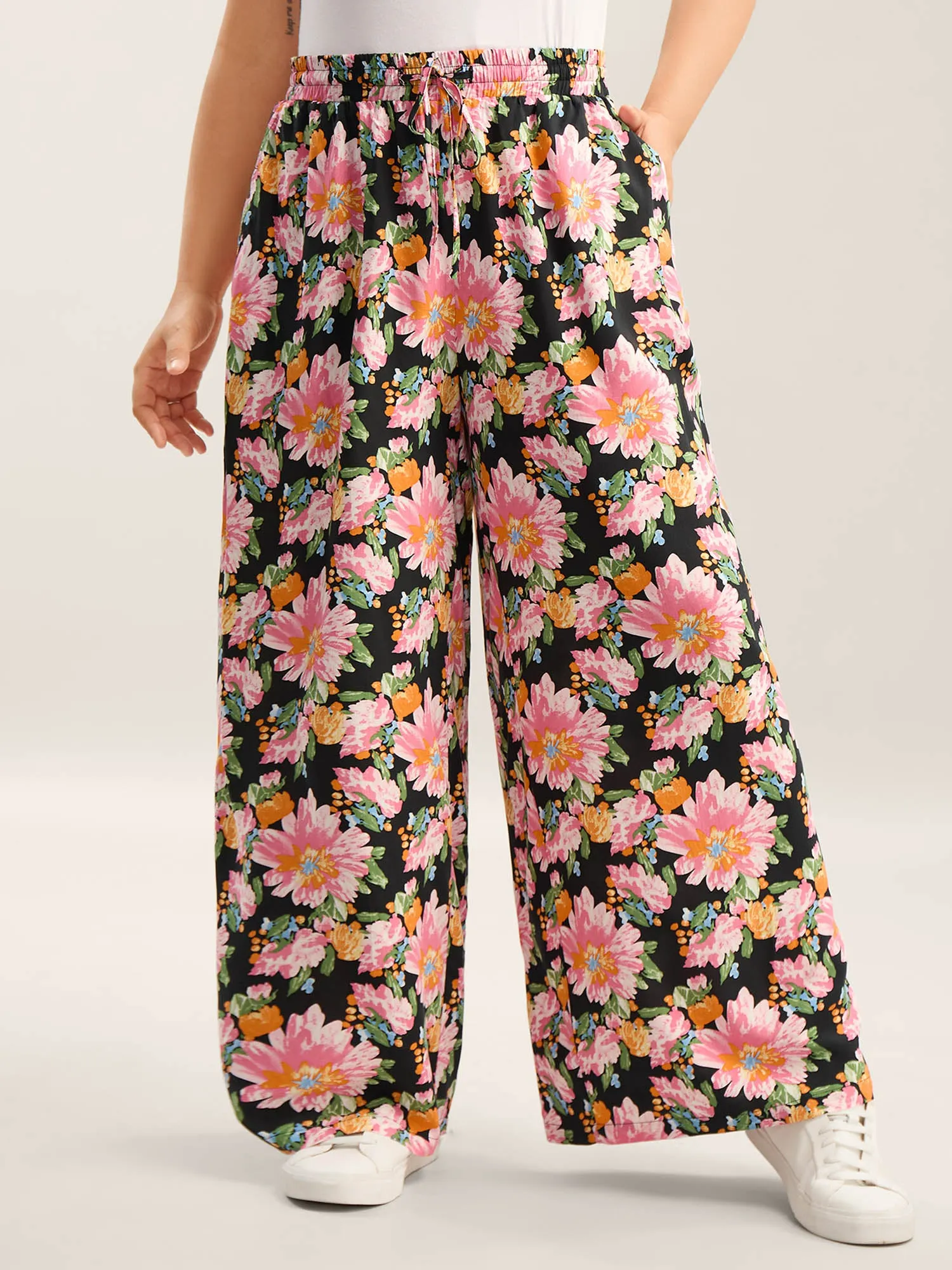 Rayon Blushing Floral Print Wide-Leg Pants sold by Bloomchic product image thumbnail 3