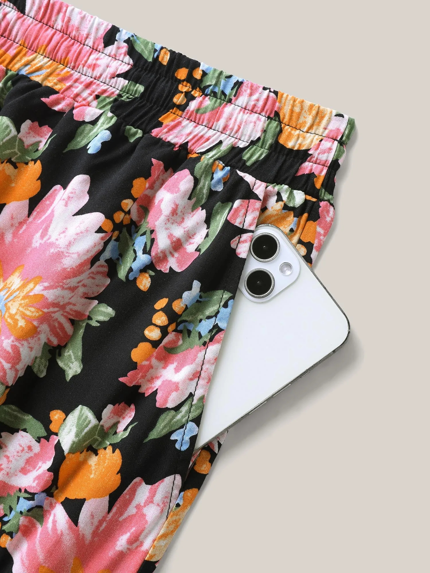 Rayon Blushing Floral Print Wide-Leg Pants sold by Bloomchic product image thumbnail 5