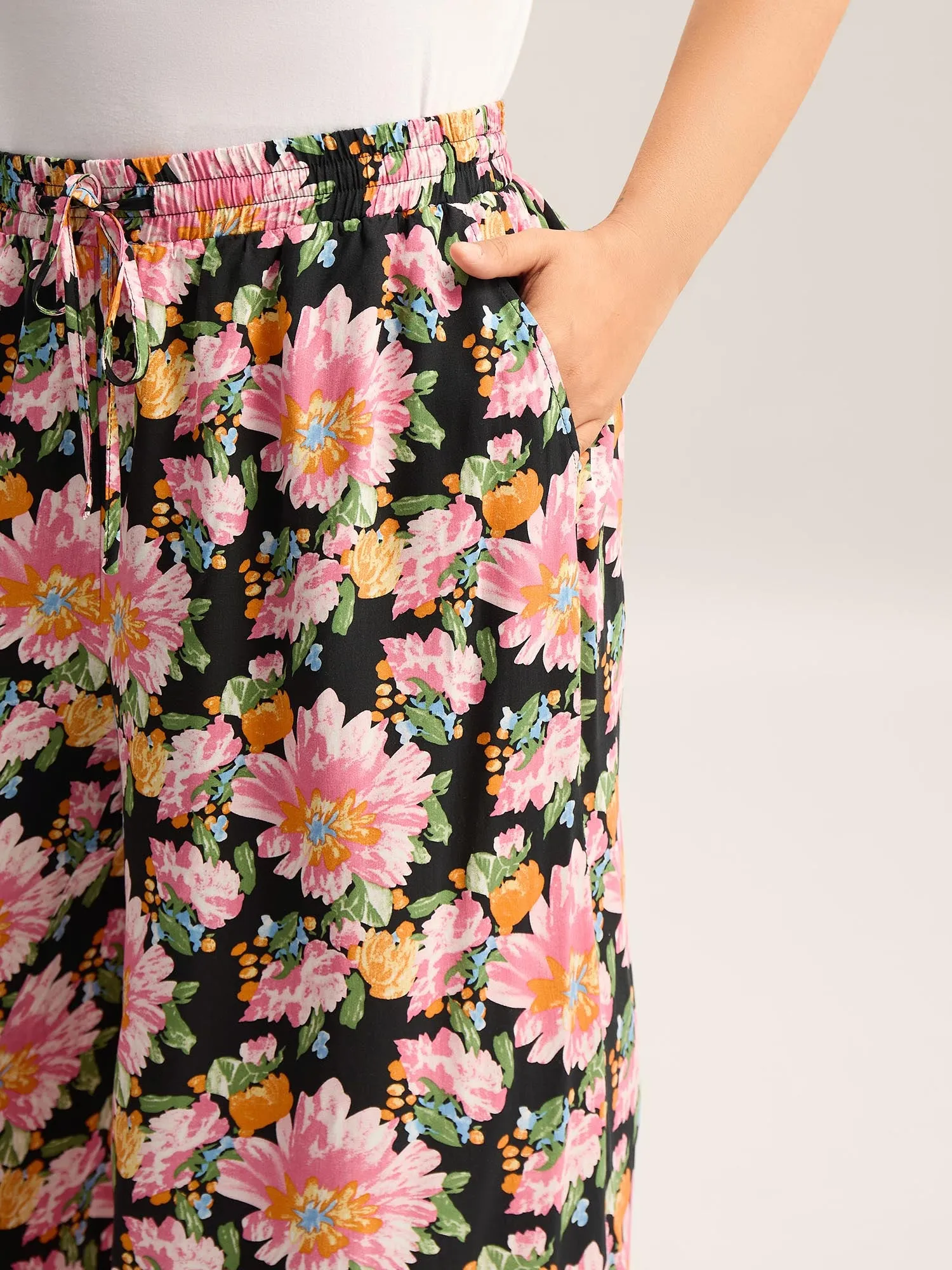 Rayon Blushing Floral Print Wide-Leg Pants sold by Bloomchic product image thumbnail 2