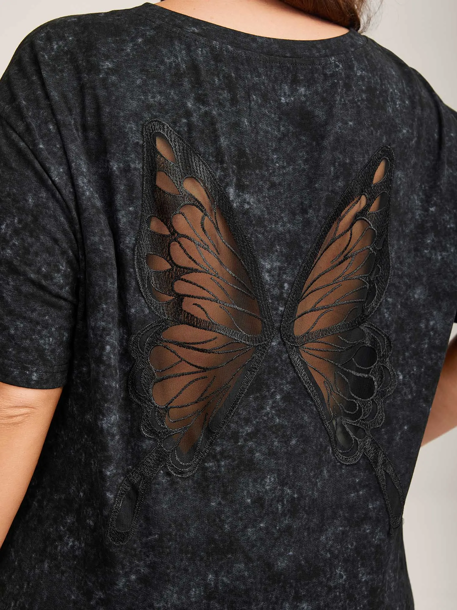 Stretchy Butterfly Cut-Out Vintage Wash Top sold by Bloomchic product image thumbnail 4