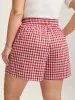 Delicate Plaid Print Wide-Leg Lounge Shorts sold by Bloomchic