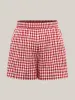 Delicate Plaid Print Wide-Leg Lounge Shorts sold by Bloomchic
