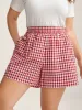 Delicate Plaid Print Wide-Leg Lounge Shorts sold by Bloomchic