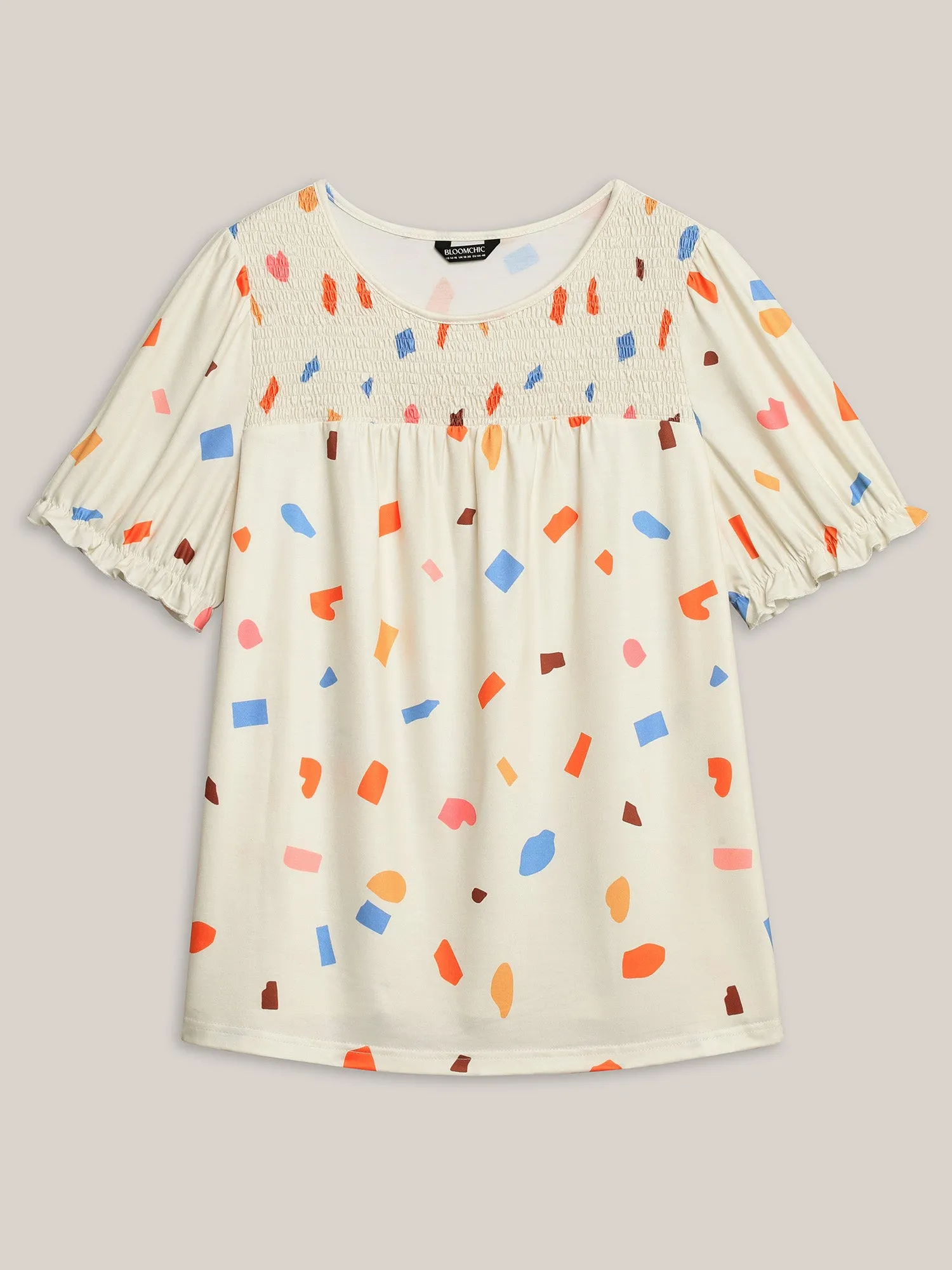 Confetti Print Shirred Round Neck T-Shirt sold by Bloomchic product image thumbnail 5
