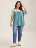 Color Contrast Lotus Leaf Sleeve T-Shirt sold by Bloomchic