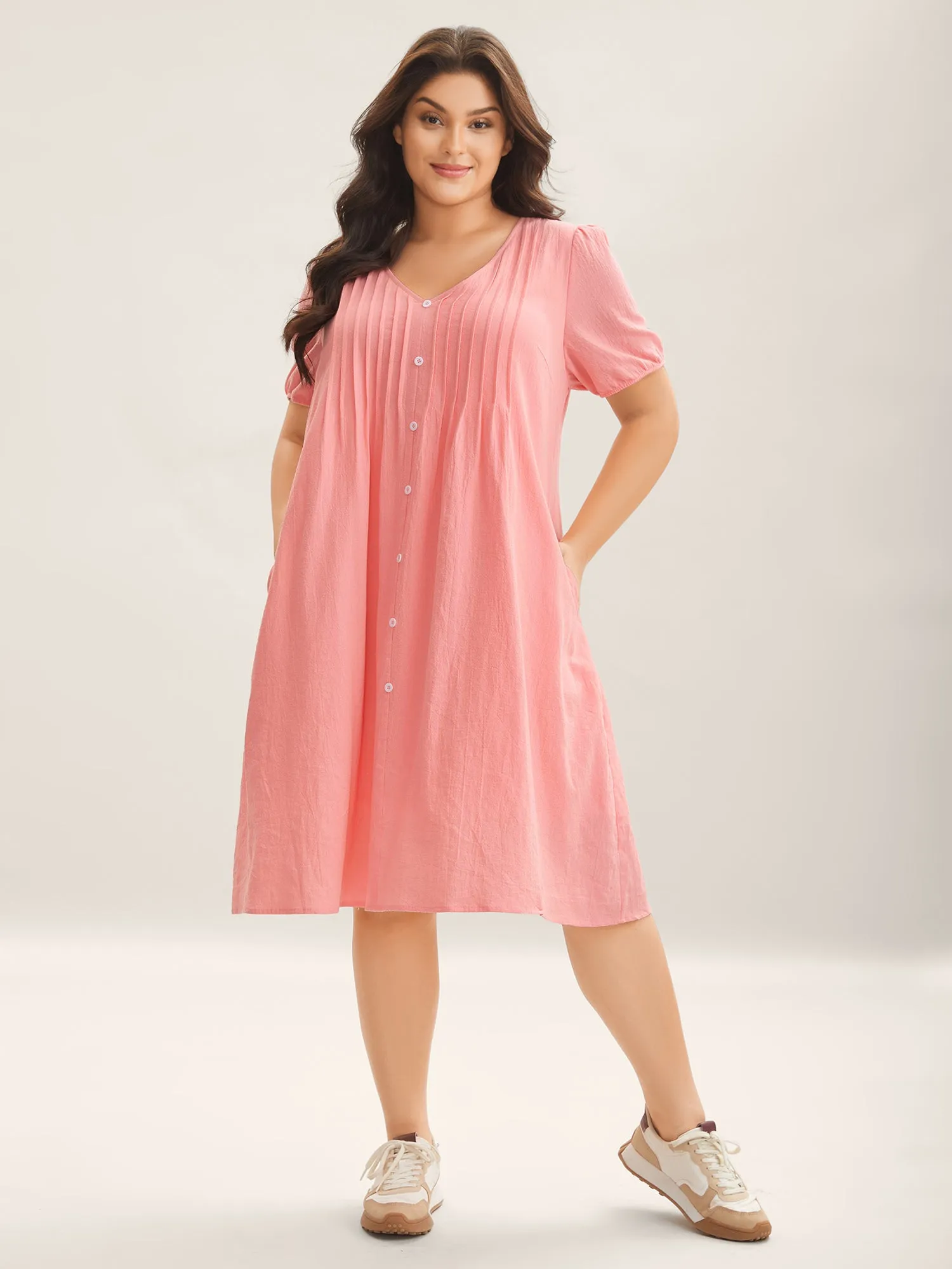 Pure Cotton Toothpick Pleat Pockets Shirt Dress sold by Bloomchic product image thumbnail 3