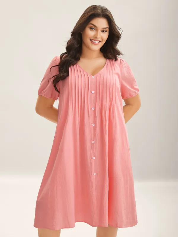 Pure Cotton Toothpick Pleat Pockets Shirt Dress sold by Bloomchic