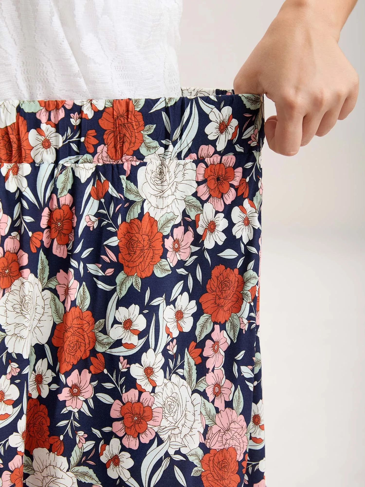 Rayon Breezy Floral Print Tiered Back Maxi Skirt sold by Bloomchic product image thumbnail 3